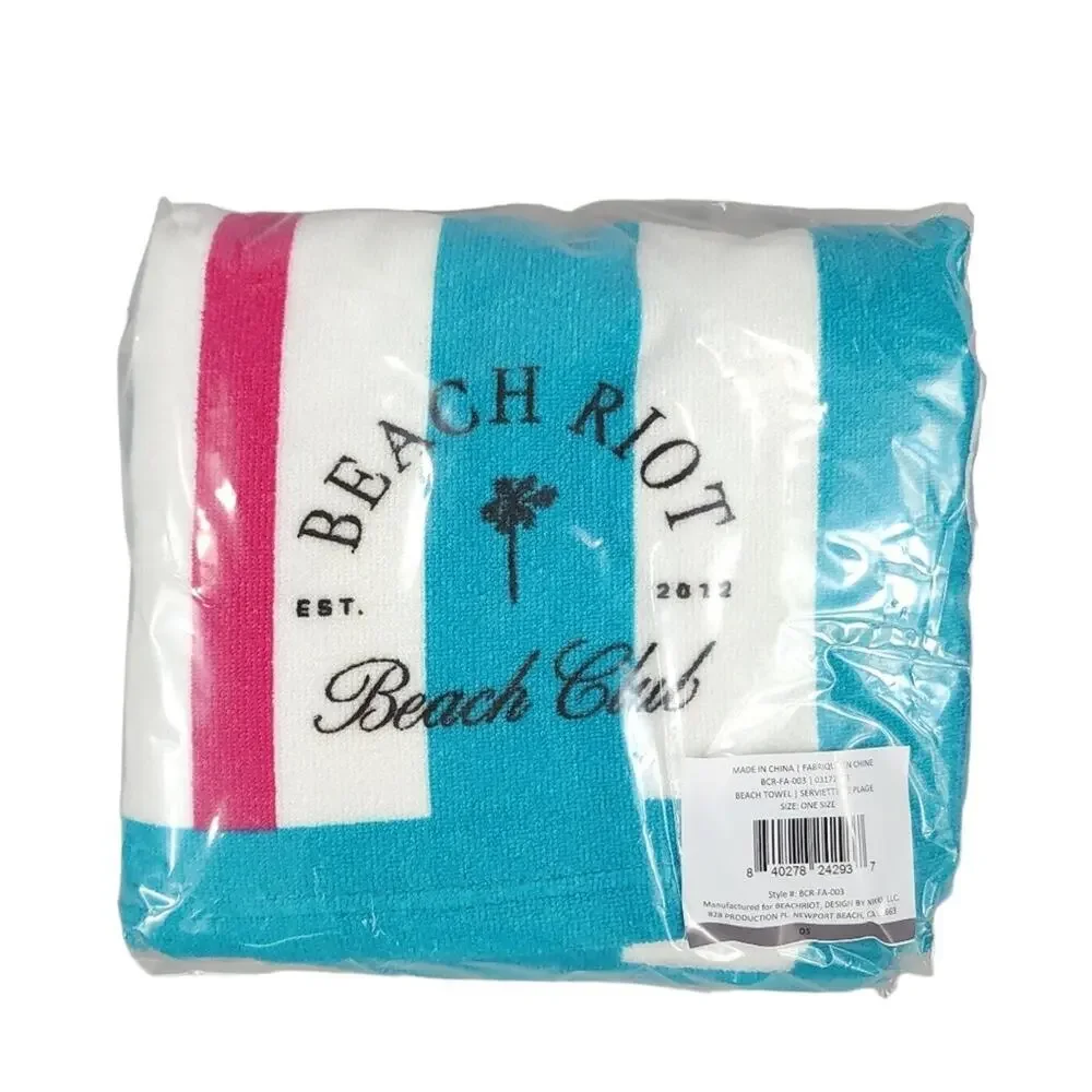 Beach Riot Beach Club Towel Blue Pink White Stripe